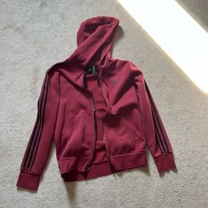 Burgundy stripe Adidas sweater